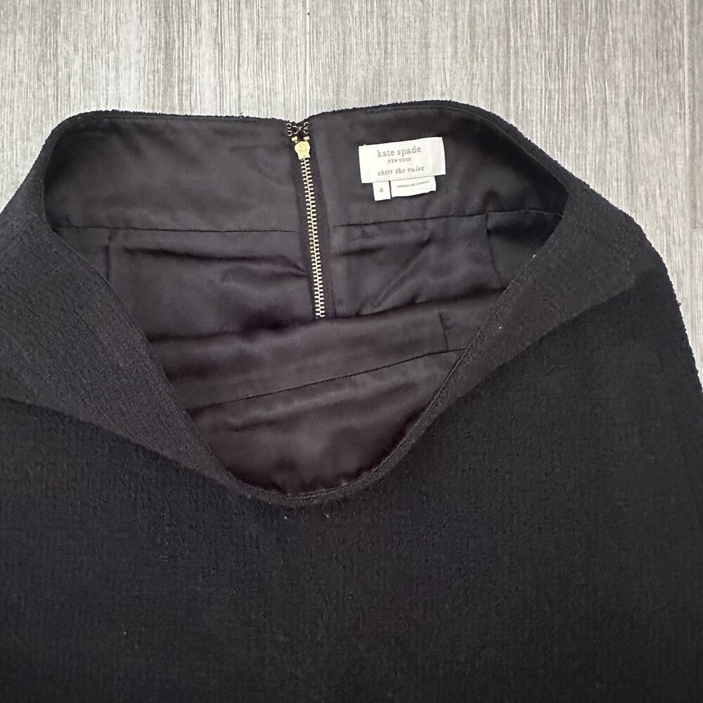 Kate Spade Classy Feminine Skirt The Rules Black Chain A Line Skirt Tweed Size 4 - Picture 5 of 14